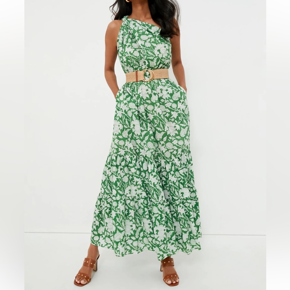 CHARINA SARTE Green Botanica One Shoulder Maxi Dress Tuckernuck Exclusive - Picture 4 of 7
